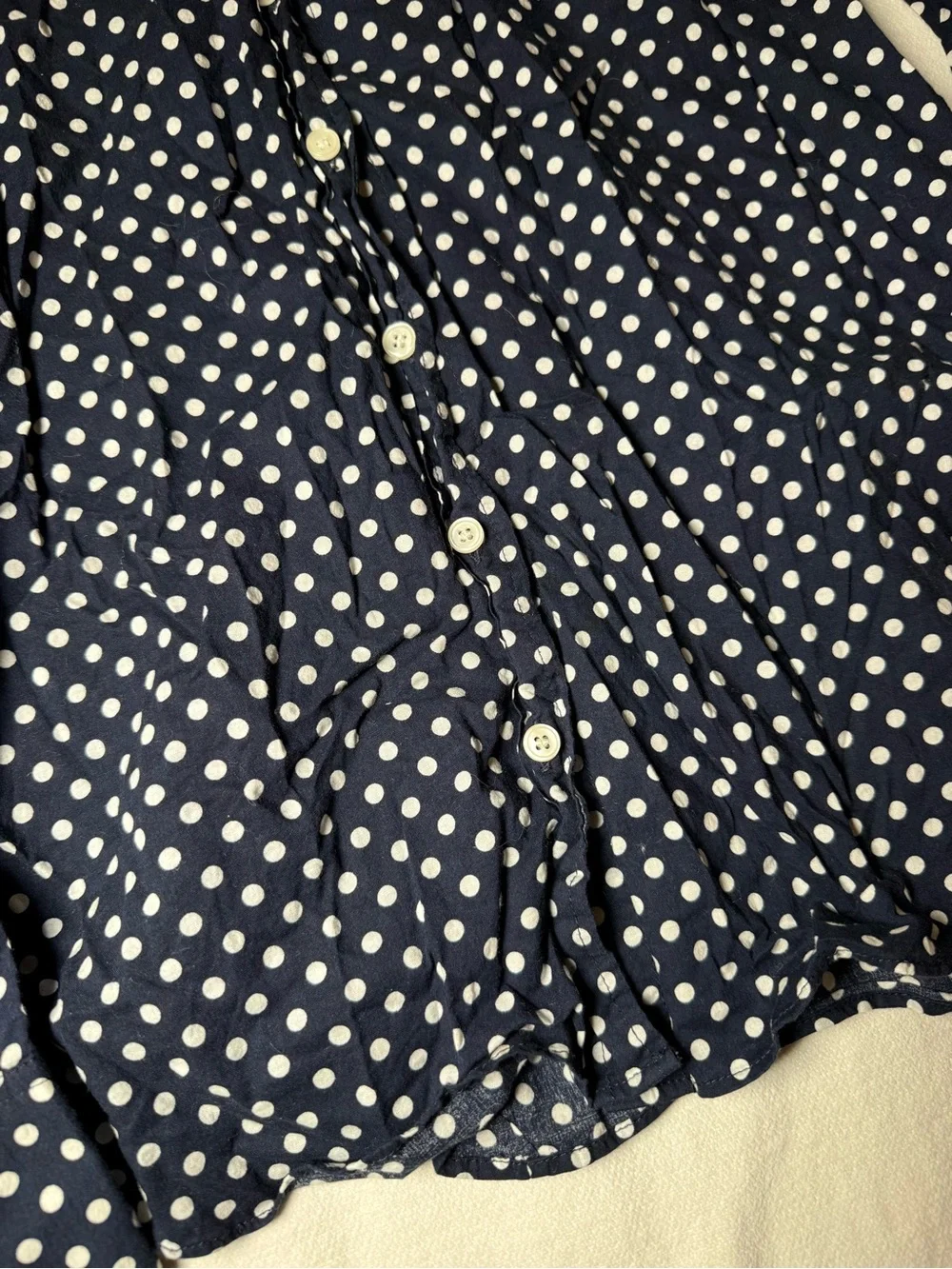 J.Crew Navy Polka Dot Button Down